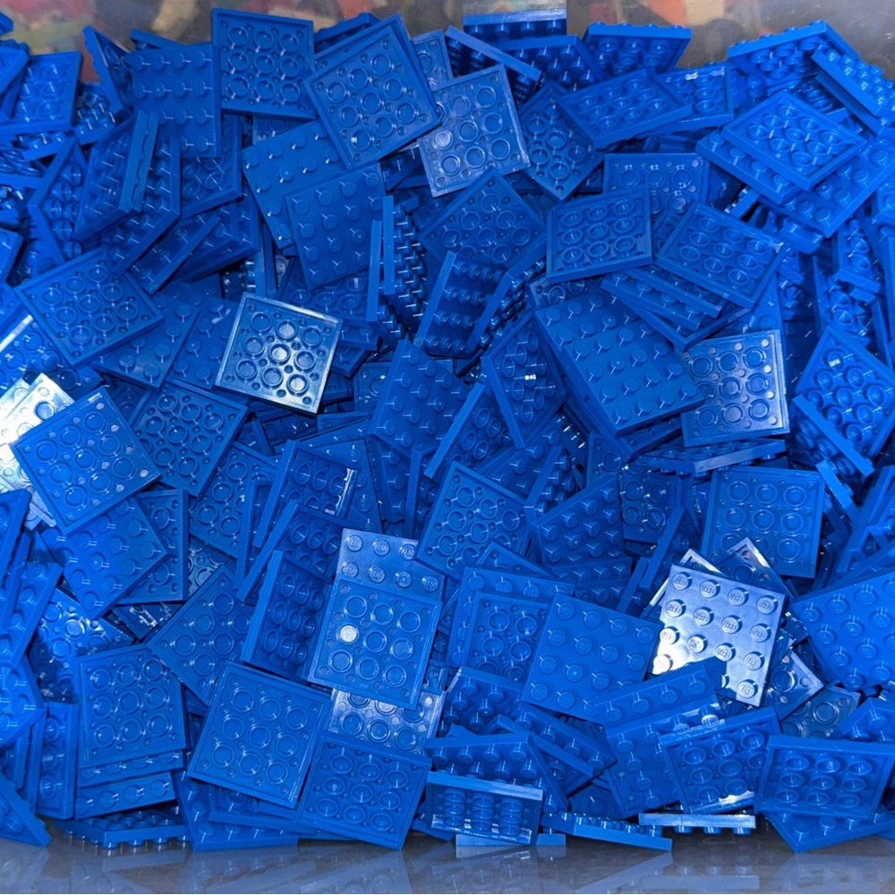 (500) New LEGO 4x4 Blue Plates LOT Pieces Baseplates 4 x 4 Authentic